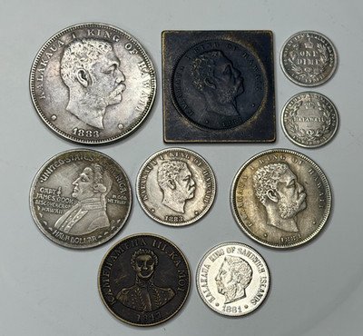 Set 9 coin Kingdom of Hawaii Kalakaua 1883