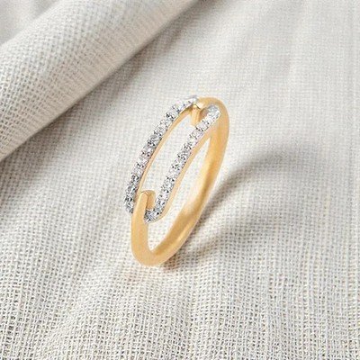 0.5Ct Round Lab Created Diamond Paperclip Engagement Ring 14K Yellow Gold Plated