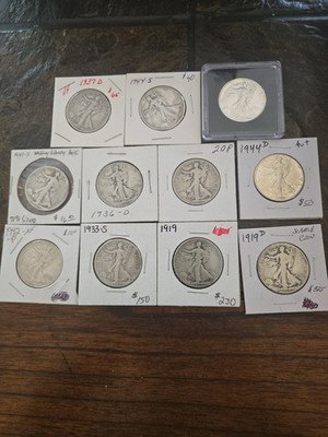 Lot of 5 -1916 To 1947 – 90% SiIver Walking Liberty Half DolIar Coin !!!