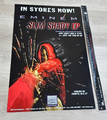 VTG EMINEM SLIM SHADY EP POSTER – 1990’S RARE 24” X 36” PROMO RP vintage