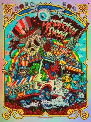 Bottleneck Art Gallery Grateful Dead Rainbow Foil Variant By Juanpa 🚚✅