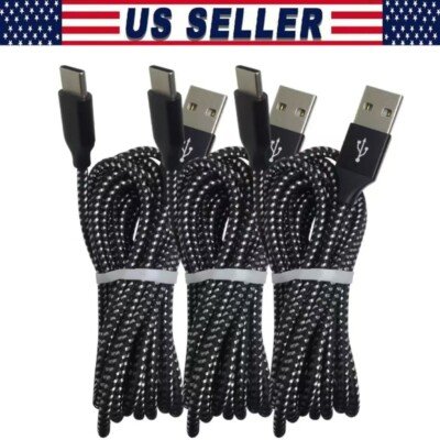 Braided USB C Type-C Fast Charging Data SYNC Charger Cable Cord 3/6/10FT Lot