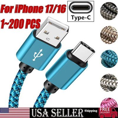 Braided USB to Type-C Fast Charging Data SYNC Charger Cable Cord 3/6/10FT Lot