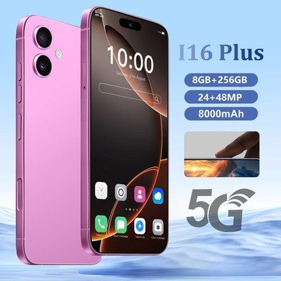Unlocked Smartphone Mobile i16 Plus Android 14 Dual SIM 8+256GB 24+48MP 6.8inch
