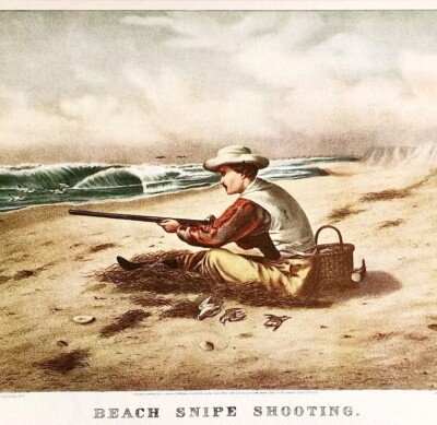 1952 Beach Snipe Shooting Hunt Plate Lithograph Art Print Currier & Ives DWLL17